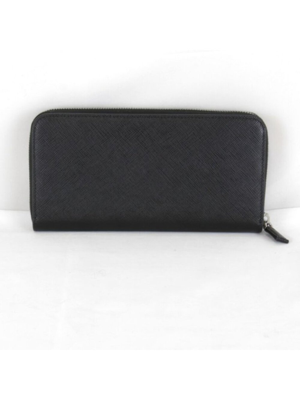 Prada Saffiano Round Zip Wallet Leather Black - Picture 2 of 9